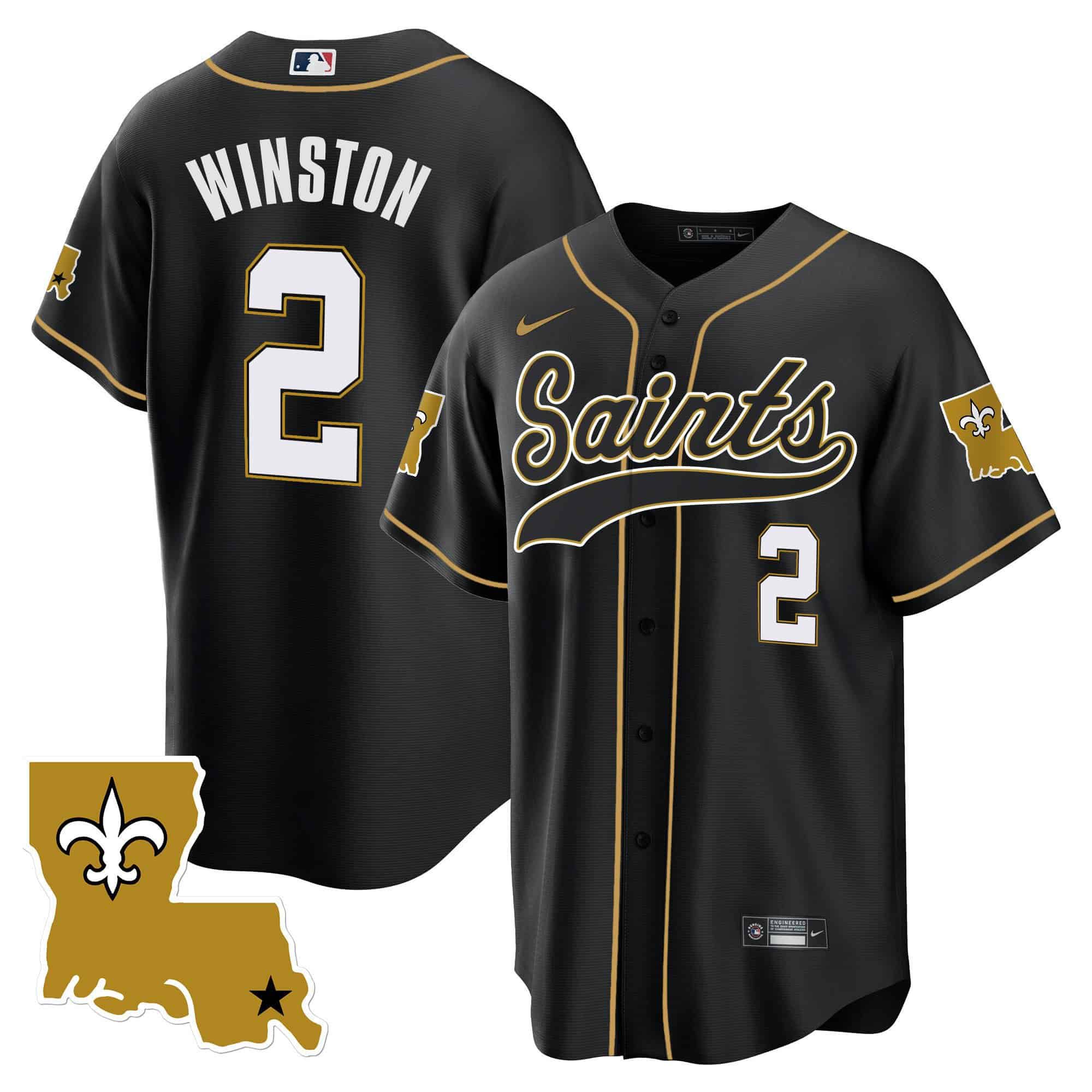 Men New Orleans Saints #2 Winston Black 2024 Nike 1987 Legacy Cool Base NFL Jersey style 1